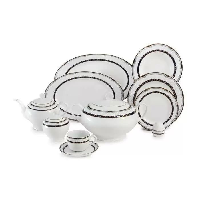 سرویس 102 پارچه چینی زرین-ایتالیا اف(گرد)-12 نفره-پرشیا سرمه ای-درجه عالی